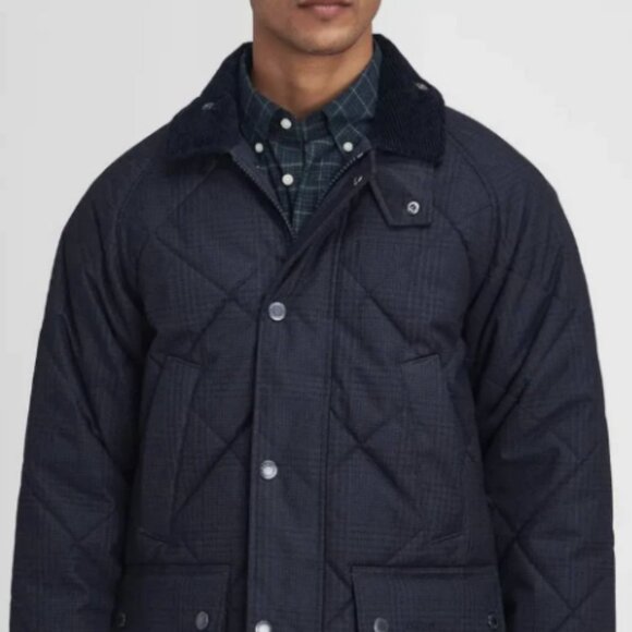 Barbour Premium BEDALE Houndstooth Quilted Jacket DK Navy MSRP$435 British Class - Picture 16 of 16